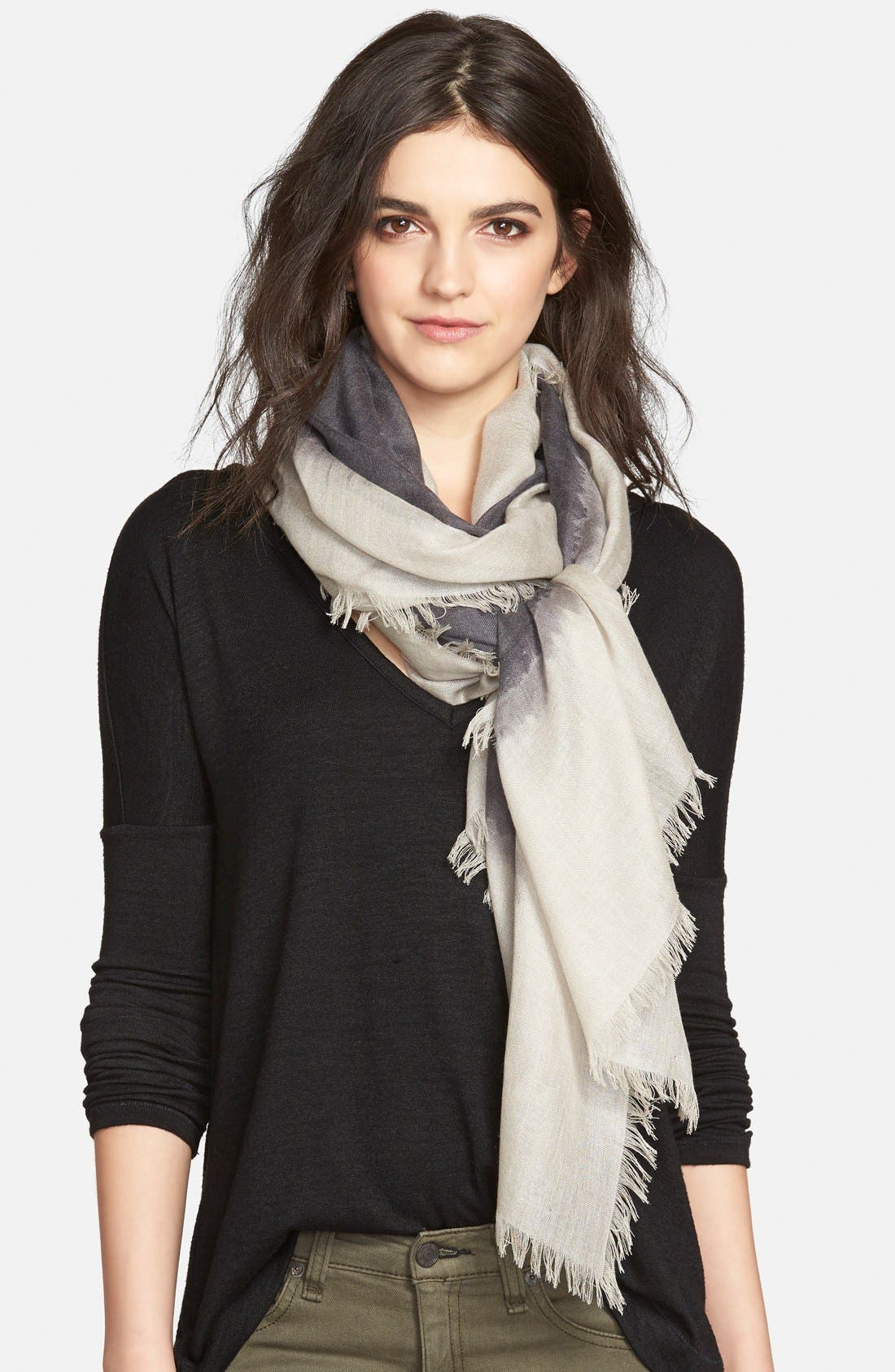 Nordstrom 'Brushstroke Border' Cashmere & Silk Scarf Nordstrom