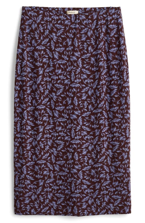 Shop Madewell Floral Drapey Pull-on Midi Skirt In Dark Carob 1