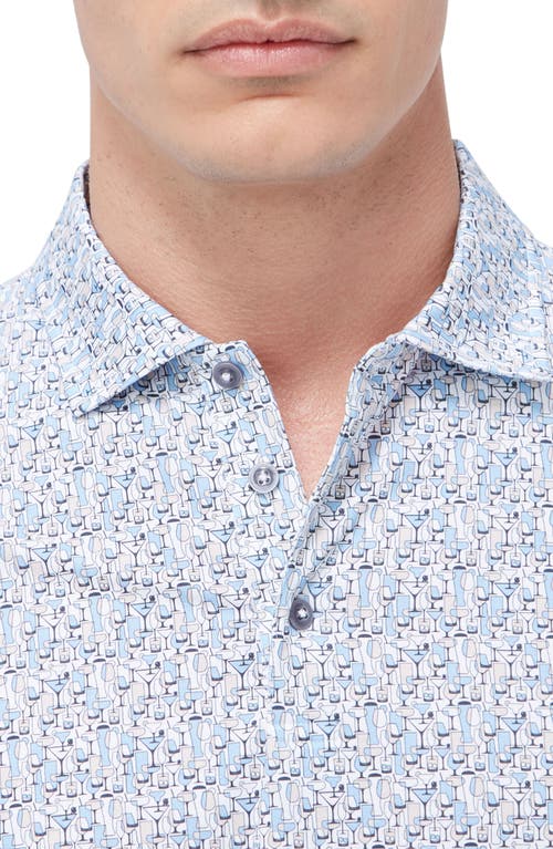 Shop Bugatchi Victor Ooohcotton® Barware Print Polo<br /> In Air Blue