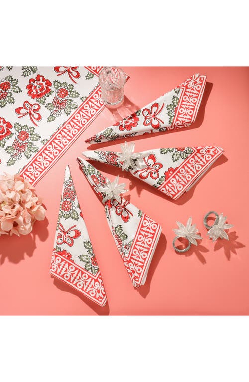 Tiramisu Cotton Set Of 4 Napkins In Pink/red