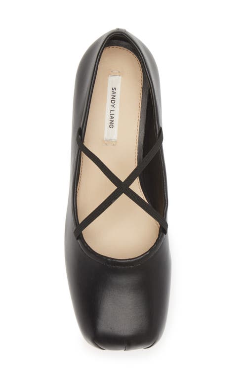 Shop Sandy Liang Crisscross Strap Ballet Flat In Black Nappa