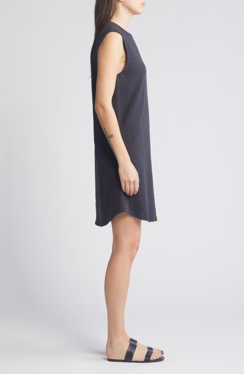 Faherty Sunwash Muscle Slub Organic Cotton Minidress In Washed Black