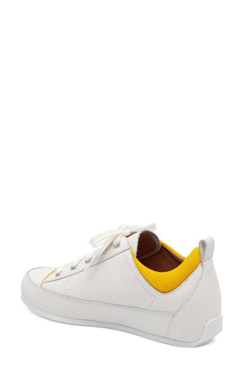 Shop Linea Paolo Kristen Sneaker In White/yellow Leather