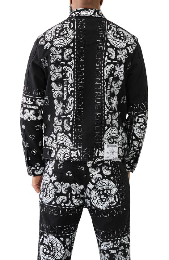 Shop True Religion Brand Jeans Jimmy Print Trucker Jacket In Black Rinse