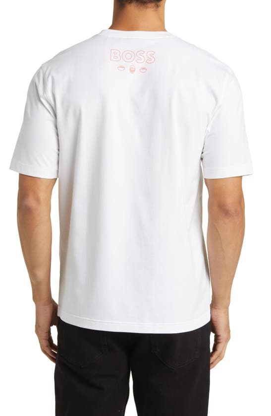 Hugo Boss Boss X Nfl Stretch Cotton Graphic T-shirt In Cincinnati Bengals White
