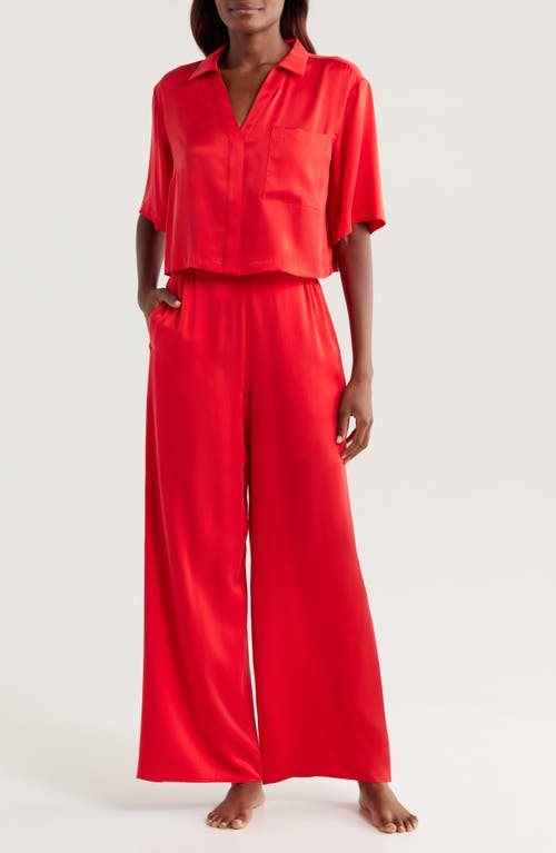 Shop Lunya High Waist Washable Silk Pajamas In Carmine Red