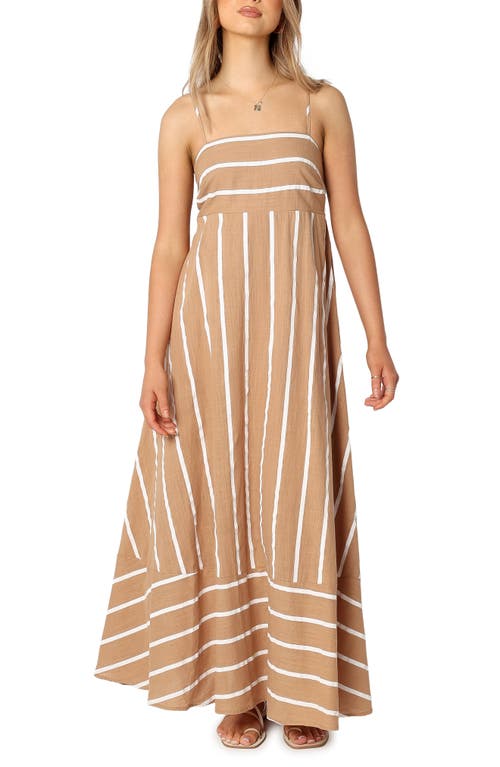 Petal & Pup Brea Stripe Maxi Dress Tan at Nordstrom,