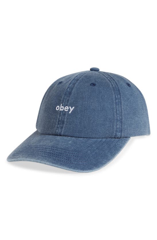 Shop Obey Logo Cotton Twill Baseball Cap In Pigment Navy
