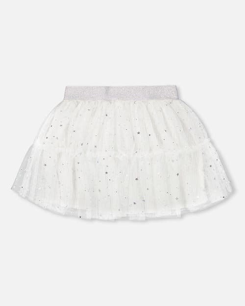 Shop Deux Par Deux Girl's Glittering Tulle Skirt Off White