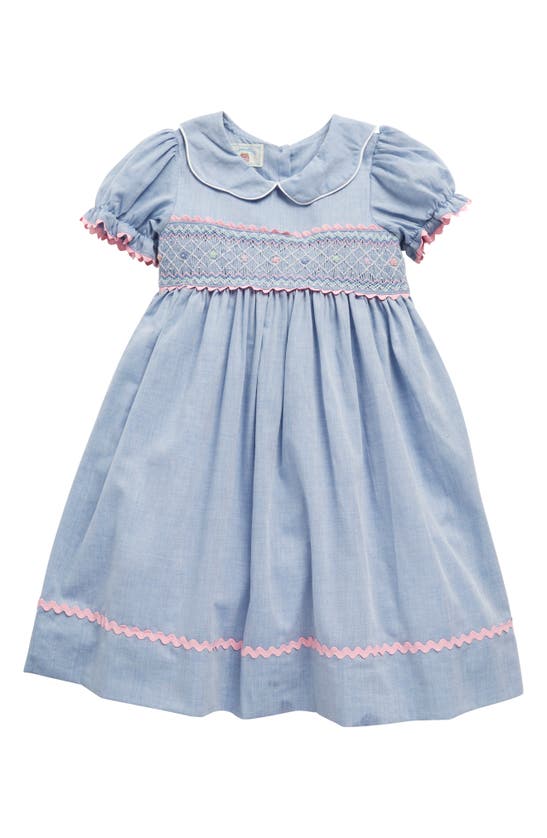 Pastourelle By Pippa & Julie Kids' Smocked Short Sleeve Dress In Blue ...