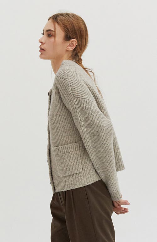 Crescent Crewneck Sweater Cardigan In Taupe