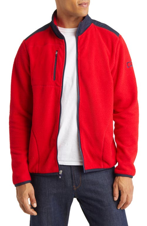 Cutter & Buck Cascade Eco Mens Fleece Jacket In Red/navy Blue