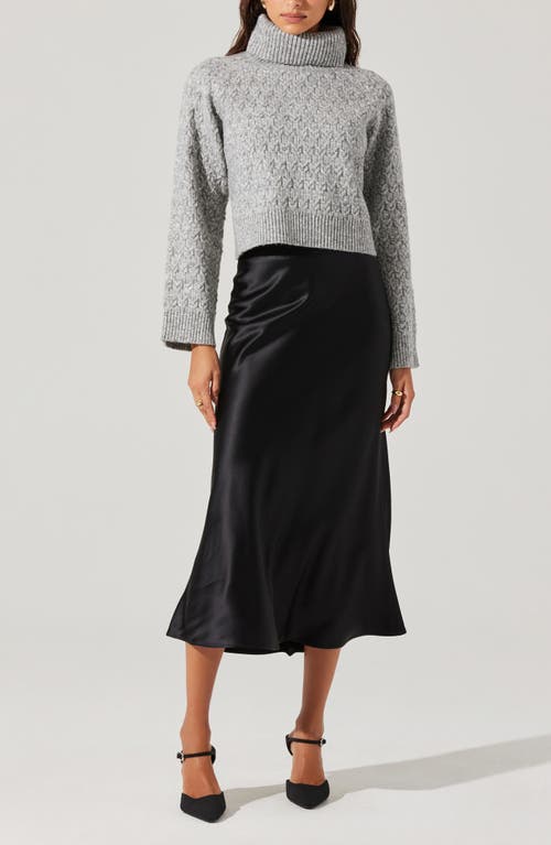 Shop Astr The Label Textured Stitch Crop Turtleneck Sweater In Heather Grey