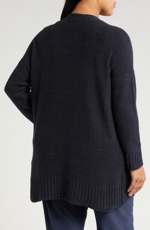 Shop Eileen Fisher Long Boxy Organic Cotton Cardigan In Nocturne