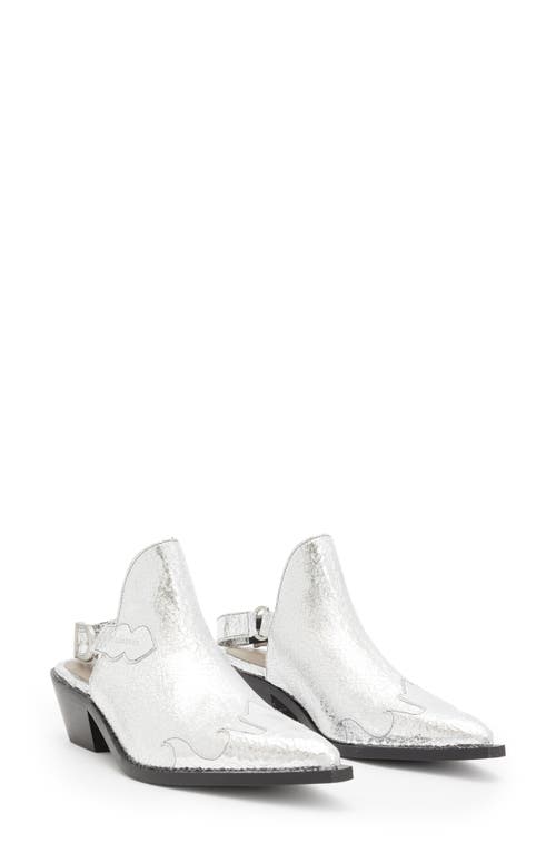 Shop Allsaints Desola Slingback Mule In Metallic Silver