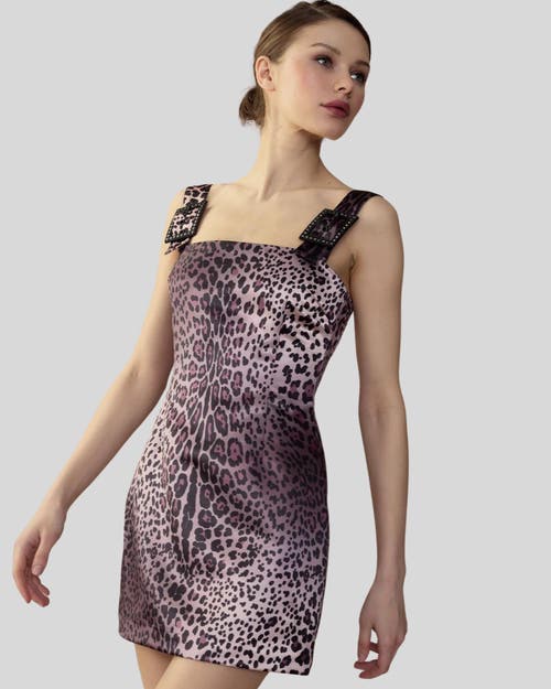 Cynthia Rowley Leopardess Satin Dress In Brown