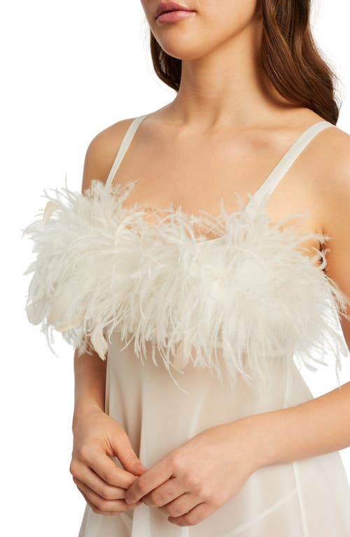 Shop Rya Collection Amalfi Feather & Chiffon Chemise & G-string Set In Ivory