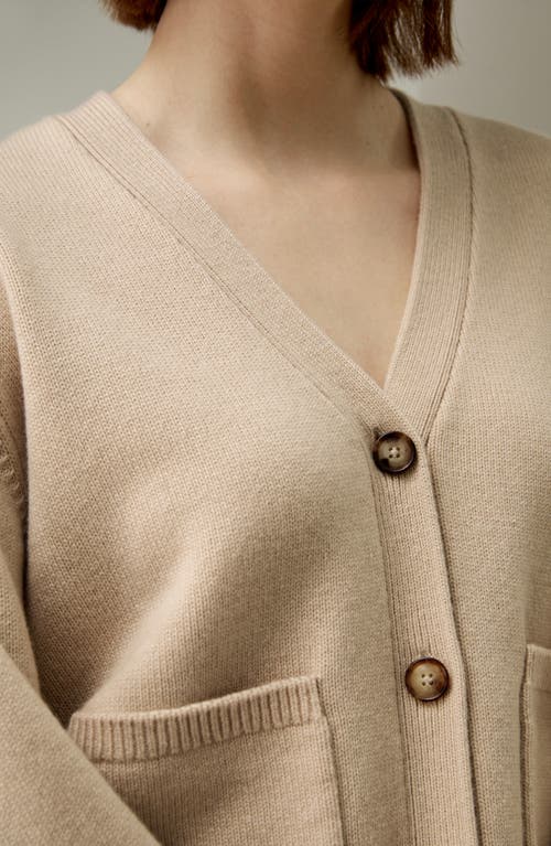 Lilysilk Cropped Wool-cashmere Blend Cardigan Sweater For Women In Beige