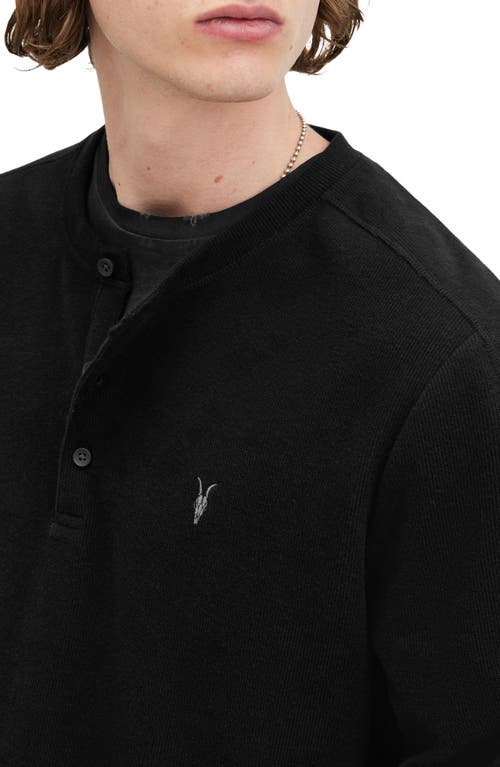 Shop Allsaints Rowe Long Sleeve Cotton Henley In Jet Black