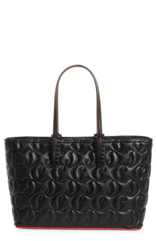 Shop Christian Louboutin Small Cabat Embossed Leather Tote In Cm53 Black/black