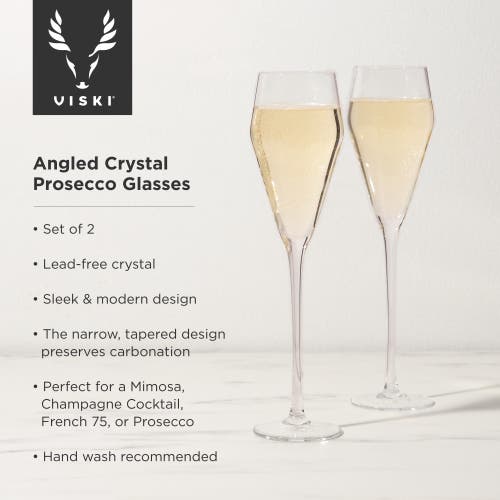 Viski Raye Crystal Angled Prosecco Glasses Set Of 2 In Clear