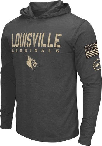 COLOSSEUM Men's Colosseum Heather Black Louisville Cardinals Team OHT  Military Appreciation Long Sleeve Hoodie T-Shirt