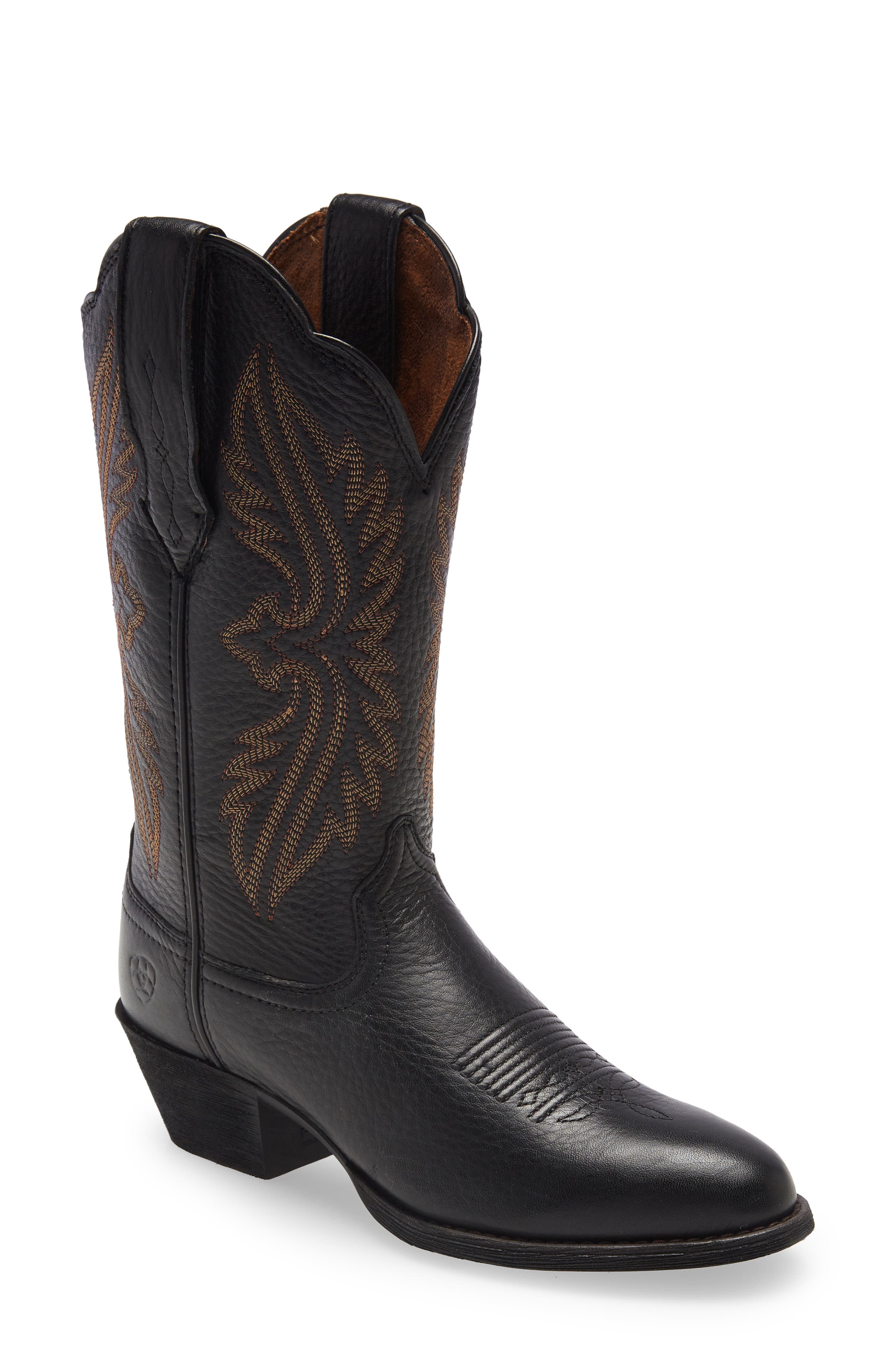 black mid calf cowgirl boots