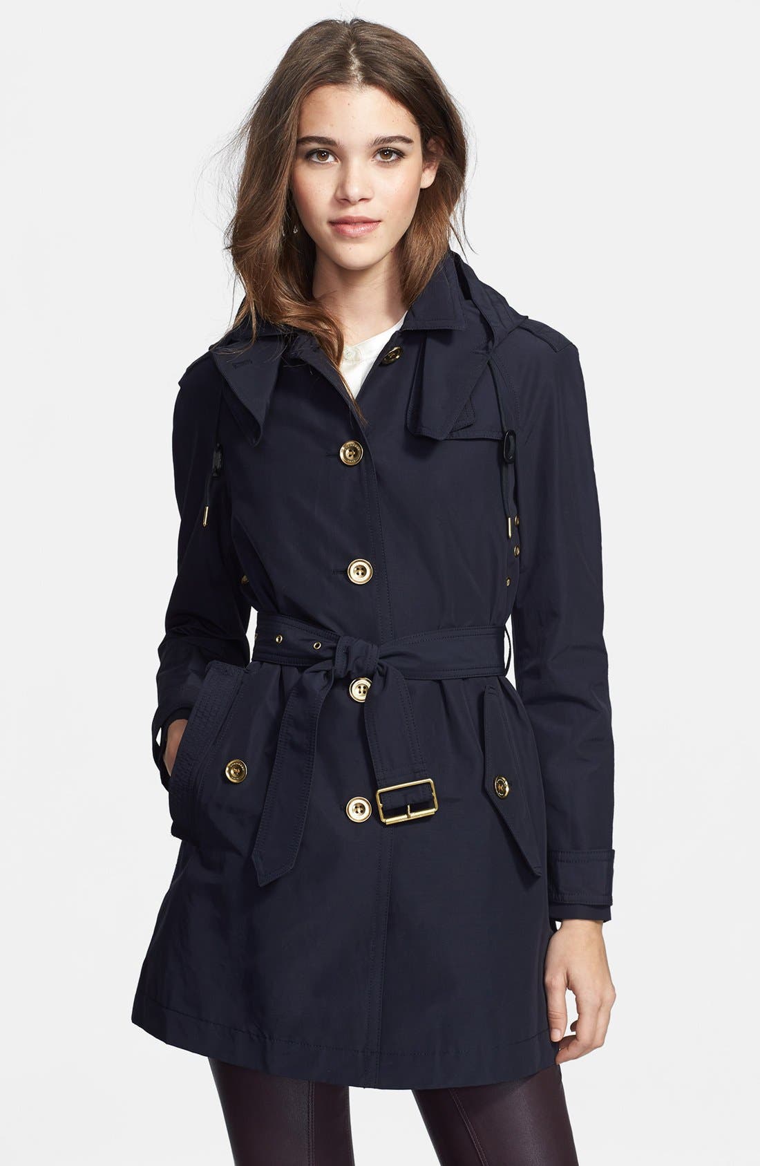 Burberry Brit 'Levinford' Single Breasted Hooded Trench Coat Nordstrom