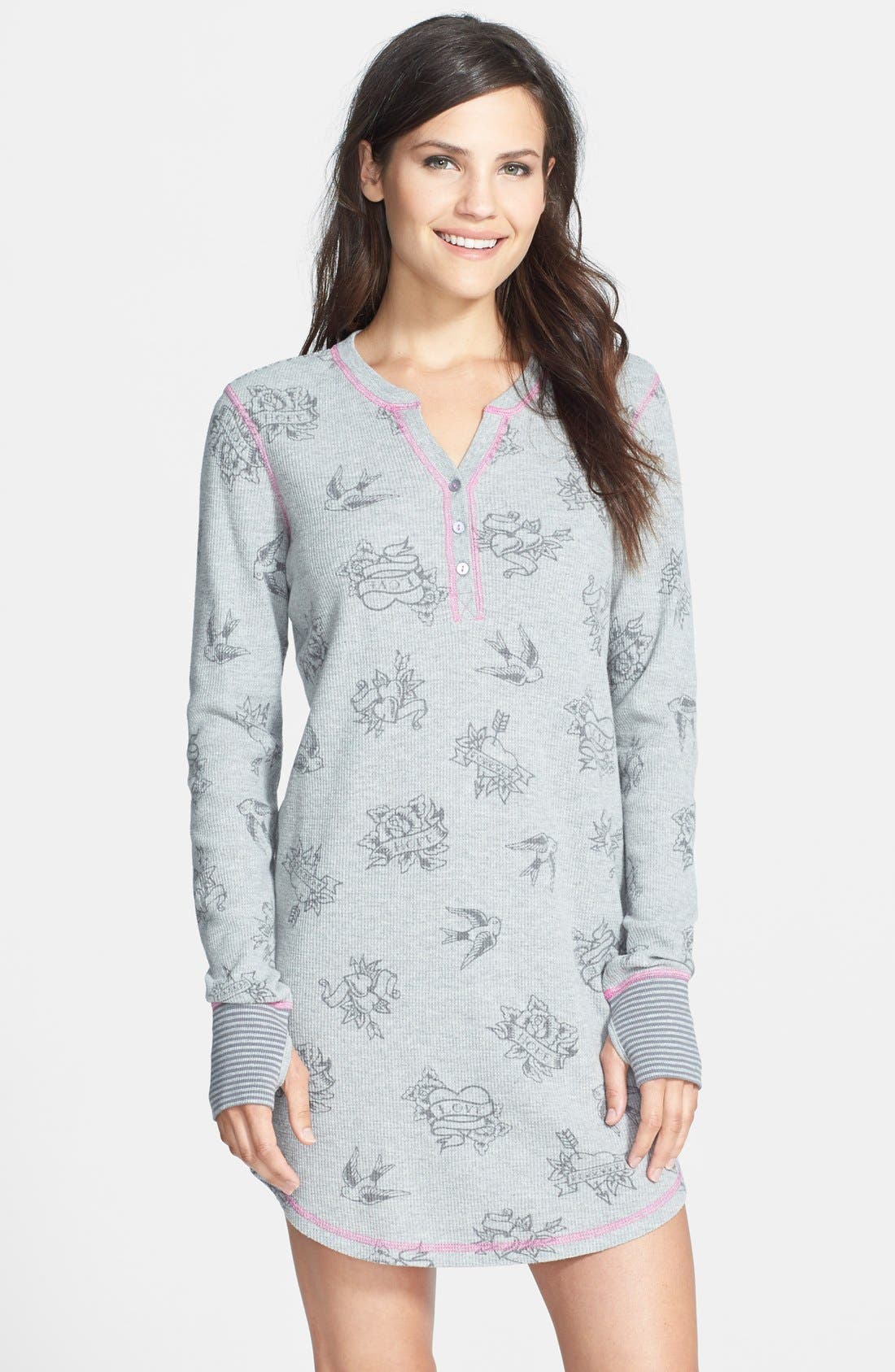 PJ Salvage Print Thermal Nightshirt Nordstrom