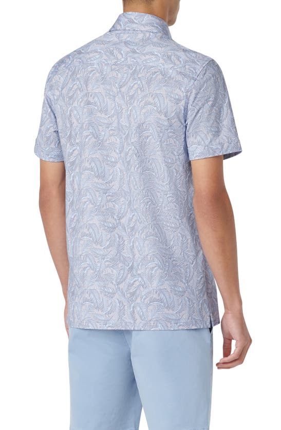 Shop Bugatchi Milo Ooohcotton® Print Short Sleeve Button-up Shirt In Air Blue