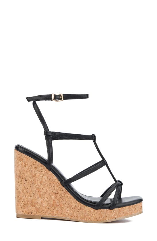 New York And Company Abla Platform Wedge Sandal In Black