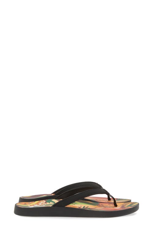 Shop Olukai Puawe Flip Flop In Black/pineapple