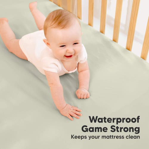 Shop Keababies 2-pack Soothe [protect+] Waterproof Mini Crib Sheets In Lichen