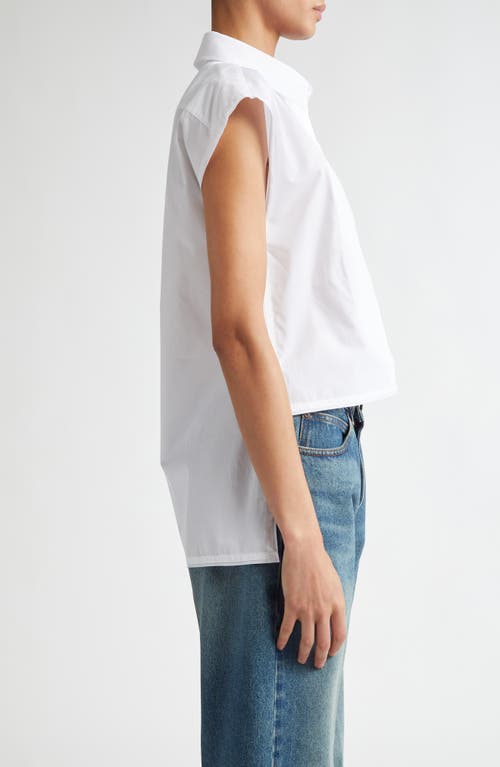 Shop Victoria Beckham Cap Sleeve Organic Cotton Poplin Button-up Shirt In White