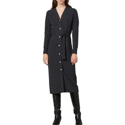 Sandro Cosy Long Sleeve Midi Sweater Dress, 4 FR - Grey