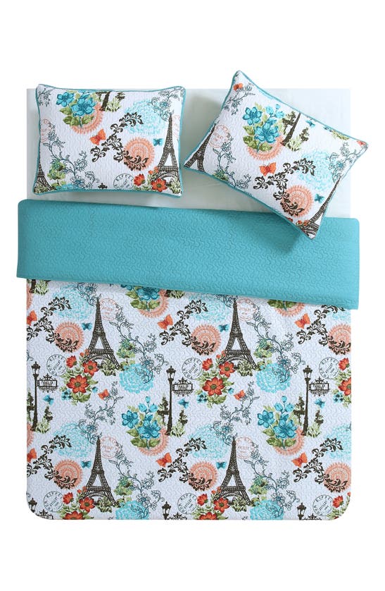 Vcny Home Eiffel Reversible Quilt Set In Blue