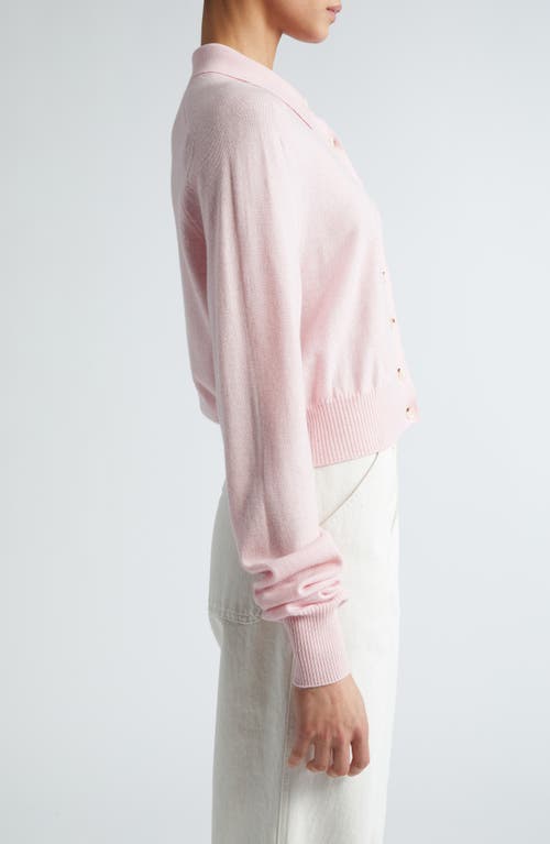 Shop Sportmax Virgin Wool Cardigan With Removable Faux Fur Collar In Pink