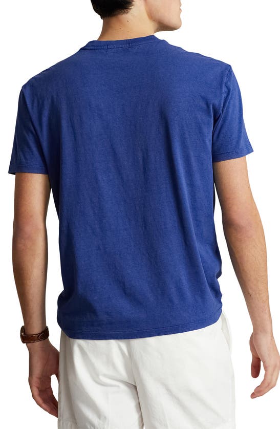 Shop Polo Ralph Lauren Cotton & Linen Pocket T-shirt In Beach Royal