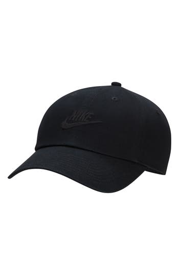 Nike Unisex Club Unstructured Futura Wash Cap In Black/black