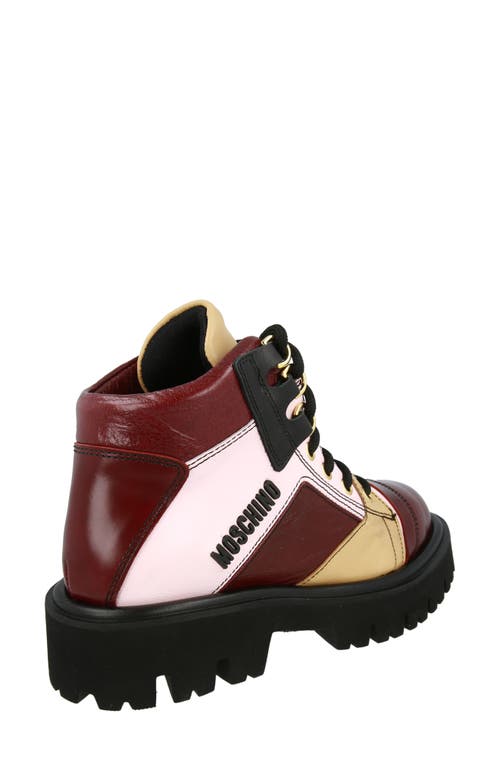 Moschino Colorblock Ankle Boots In Burgundy Multi