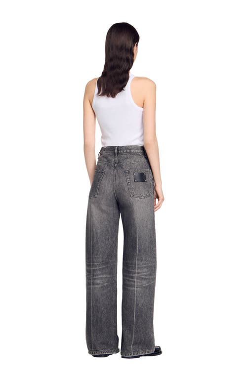 Shop Sandro Wide-leg Jeans In Grey