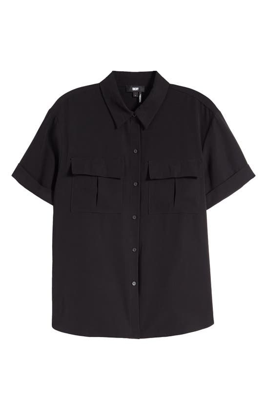 Shop Dkny Cargo Button-up Shirt In Black