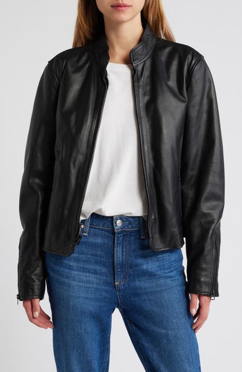 Shop Schott Nyc Cafe Racer Leather Jacket In Black