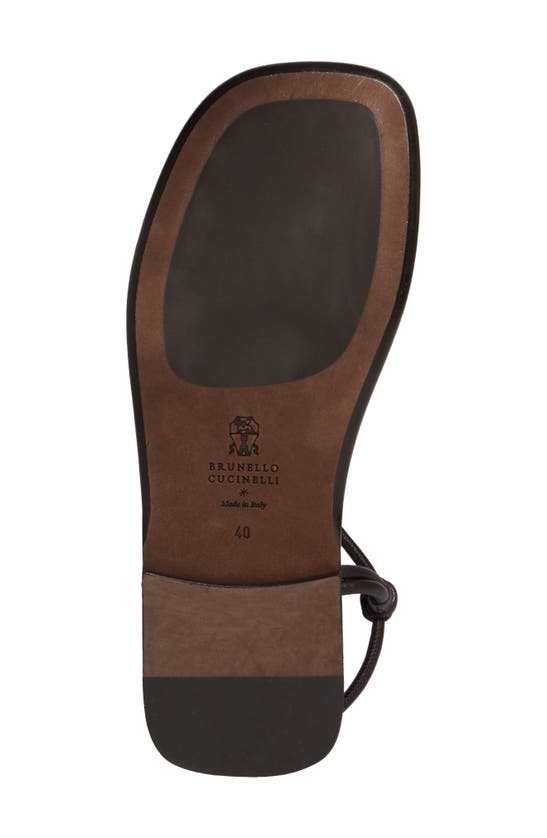 Brunello Cucinelli Woman Thong Sandal Dark Brown Size 8 Leather In Brown