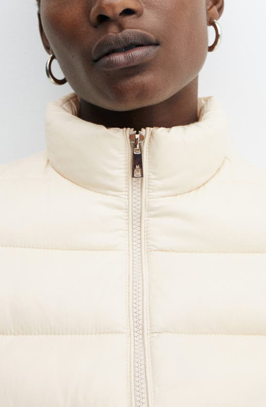 Mango Water Repellent Quilted Jacket In Ecru