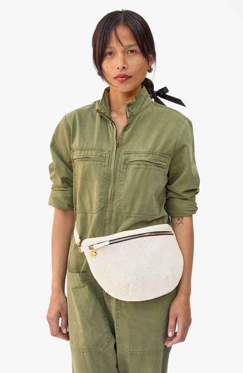 Shop Clare V . Grande Perforated Leather Belt Bag In Cream Perf