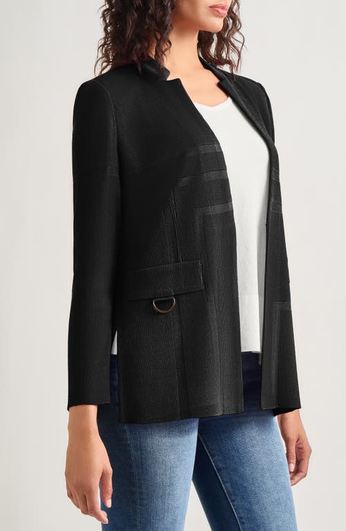 Misook Inverted Notch Collar Tailored Knit Jacket In Black