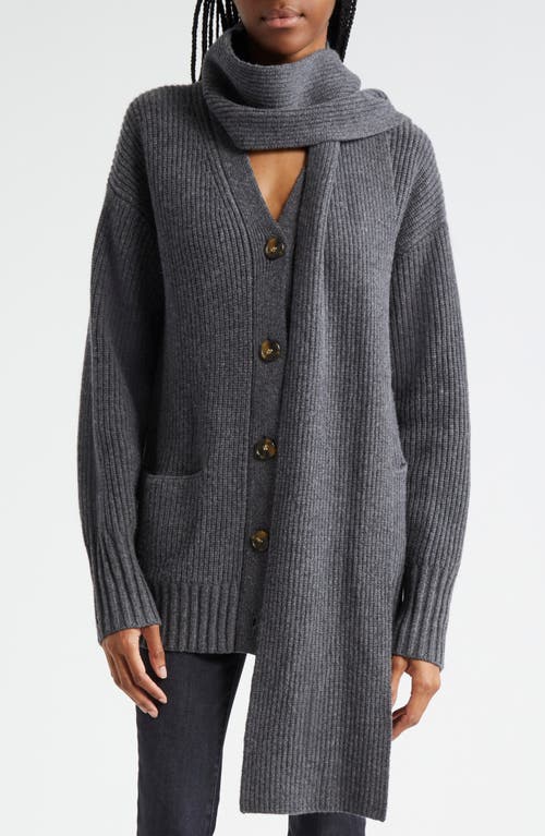 Shop Veronica Beard Annalise Scarf Merino Wool & Cashmere Cardigan In Charcoal