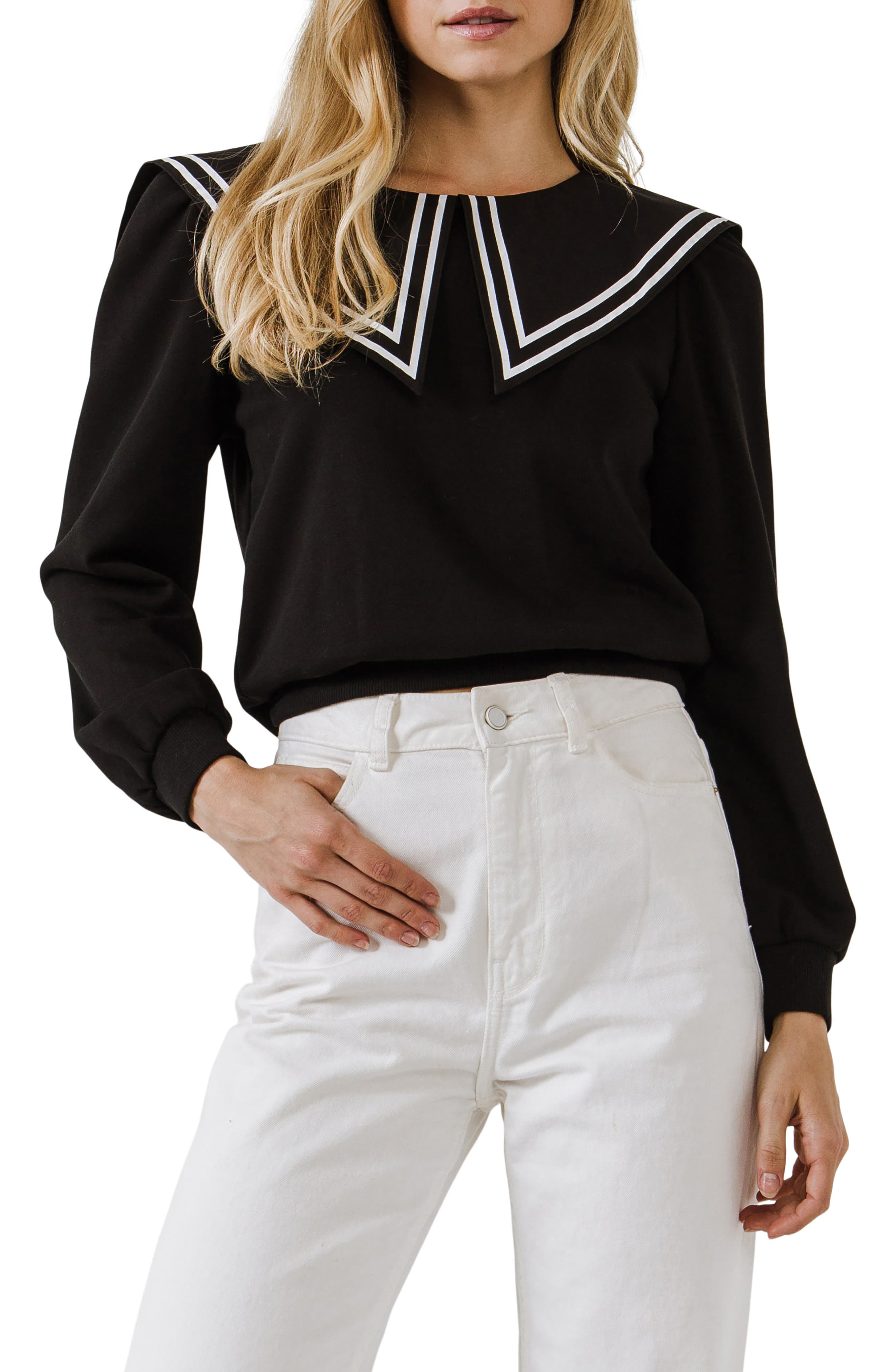 ladies collared sweatshirts
