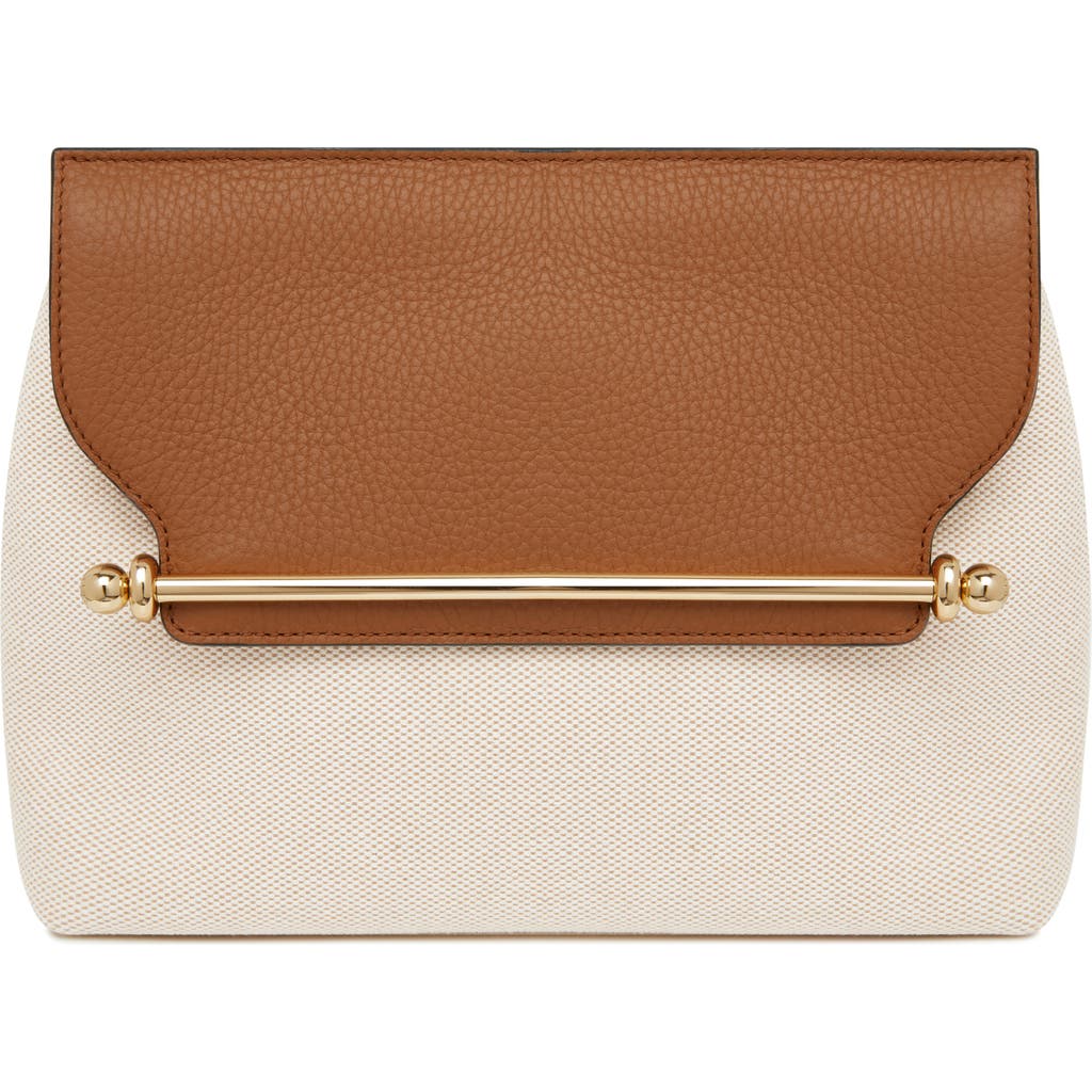 Strathberry Stylist Casual Canvas & Leather Crossbody Bag In Ecru/tan